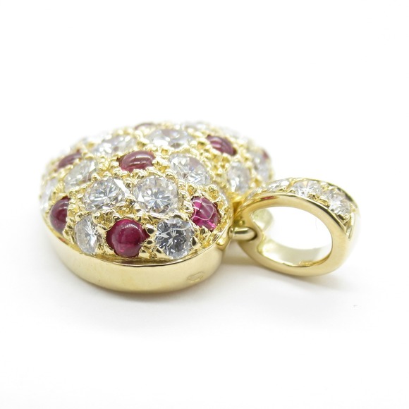 Cartier Heart Pave Bee Top Large Size Pendant Jewelry Yellow Gold Diamond Ruby